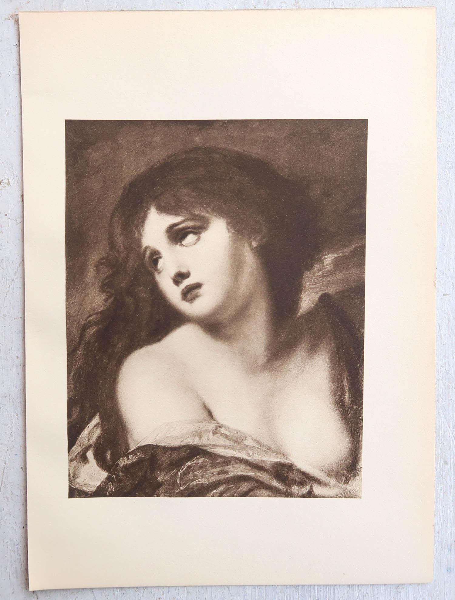 English Original Antique Print After Jean-Baptiste Greuze. 1912 For Sale