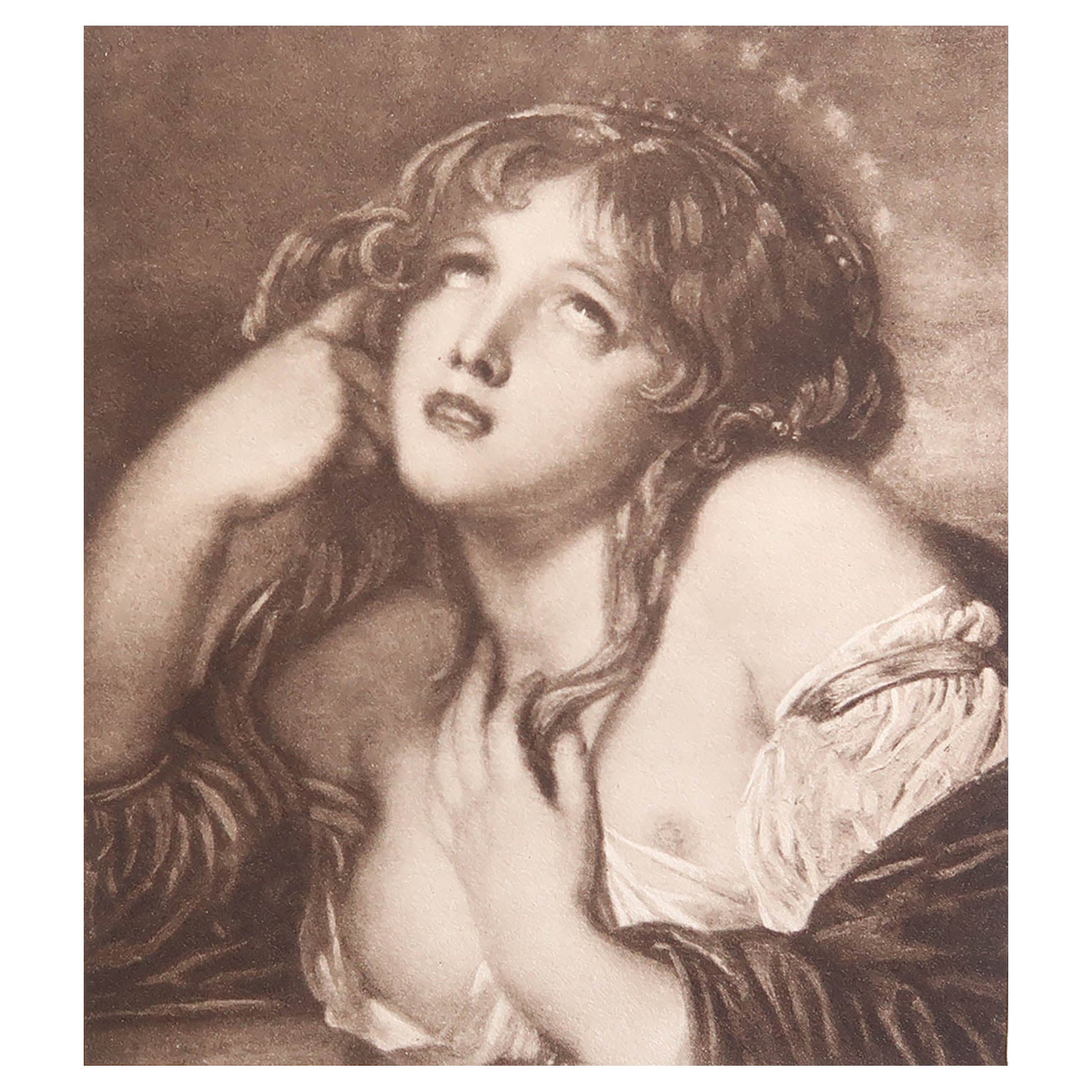 Impression originale et ancienne d'après Jean-Baptiste Greuze. 1912