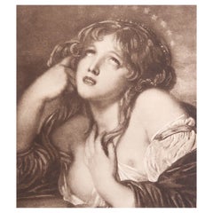 Grabado original antiguo según Jean-Baptiste Greuze. 1912