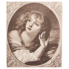 Grabado original antiguo según Jean-Baptiste Greuze. 1912