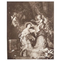 Grabado original antiguo según Jean-Baptiste Greuze. 1912