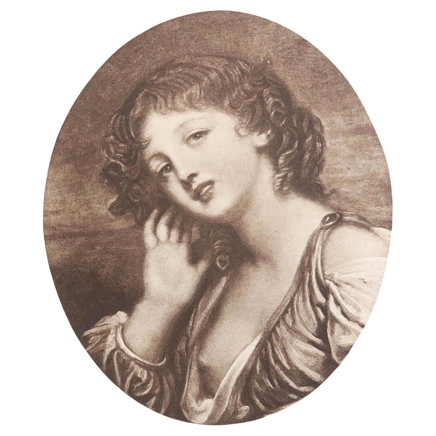 Grabado original antiguo según Jean-Baptiste Greuze. 1912