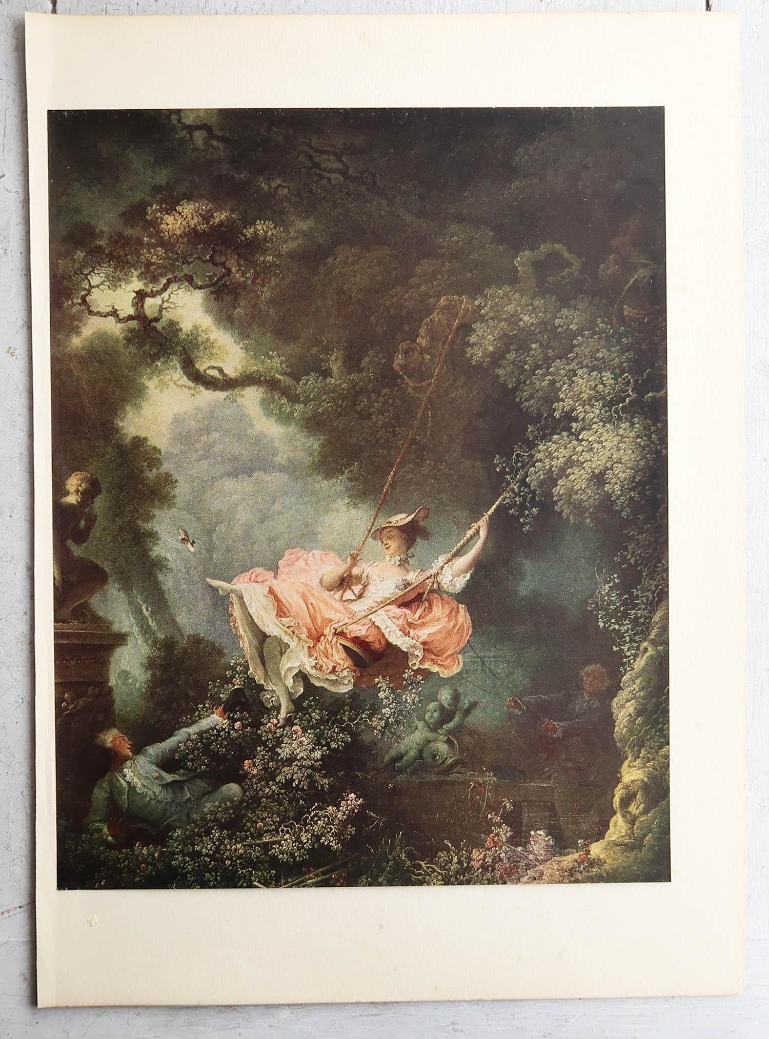 English Original Antique Print After Jean Honore Fragonard, circa 1920