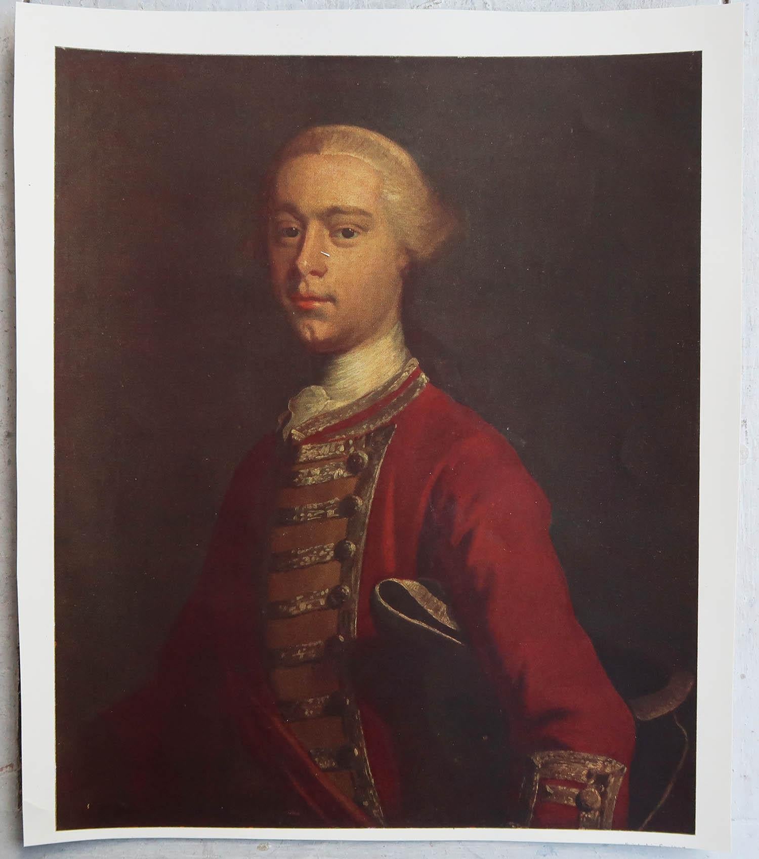 English Original Antique Print After Joseph Highmore Portrait of General Wolfe circa1900