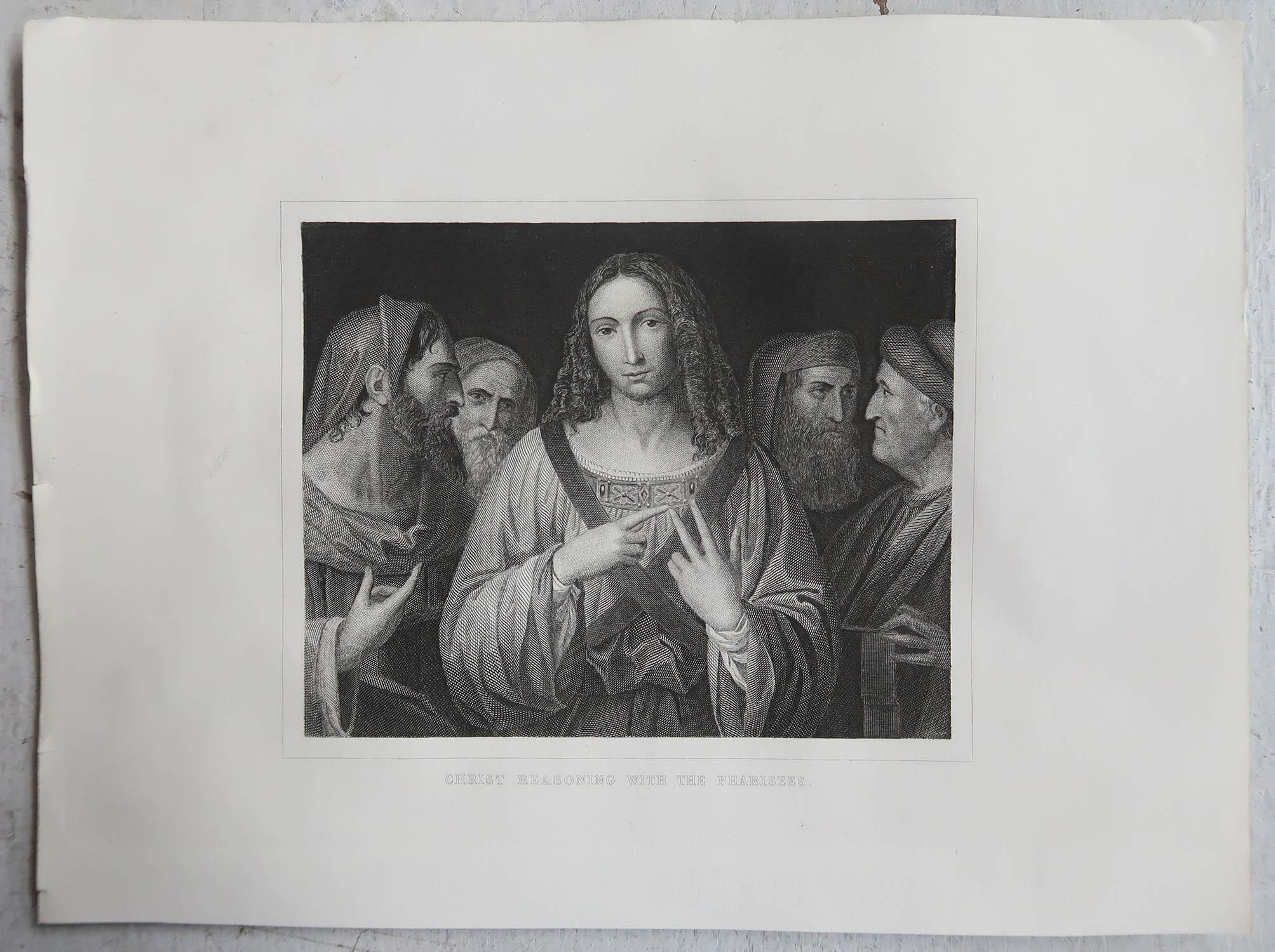 Renaissance Original Antique Print After Leonardo Da Vinci, circa 1850