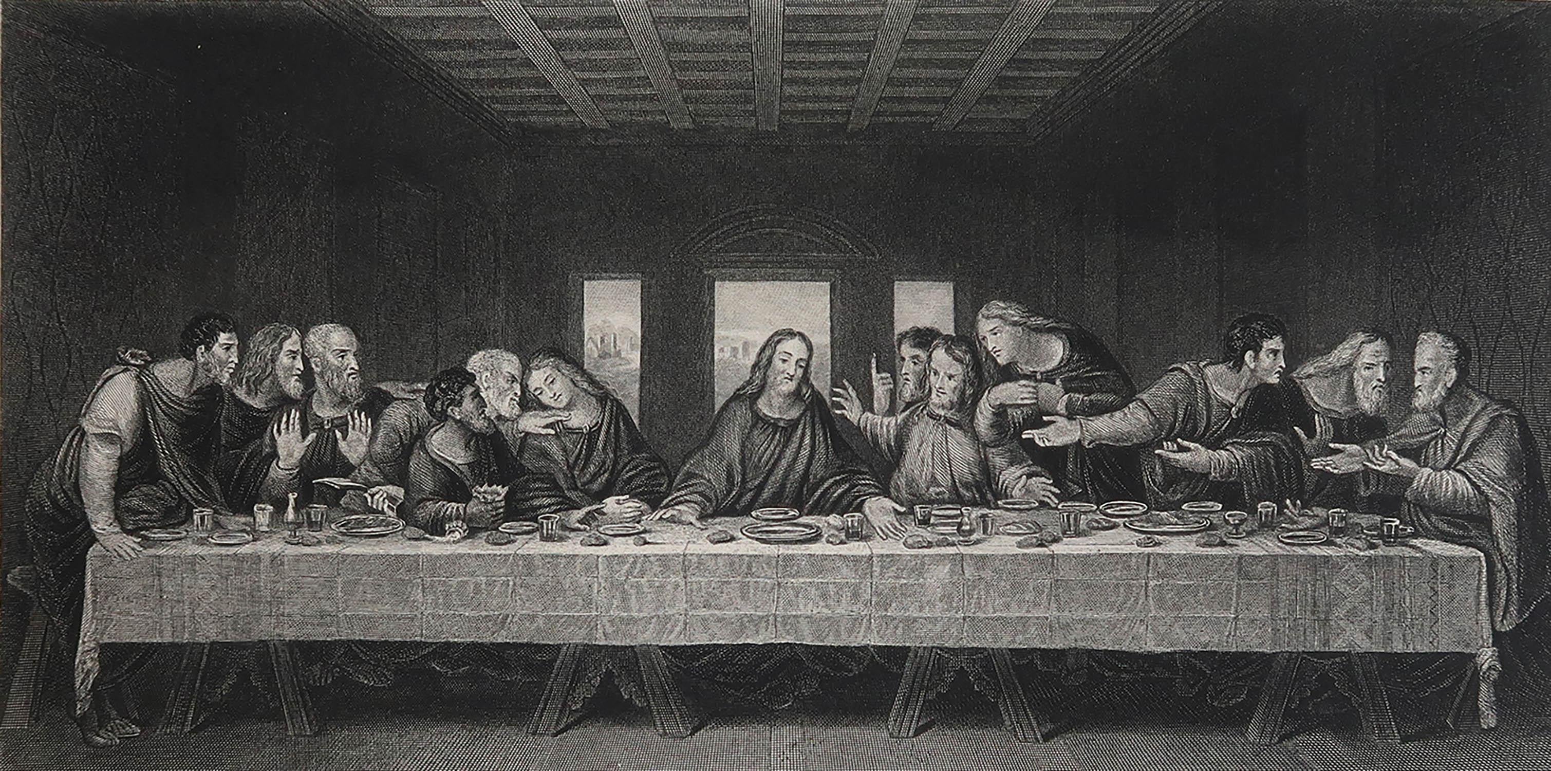 Magnifique image d'après Léonard de Vinci.

Gravure en acier fin. 

Publié par London Printing And Publishing Co. vers 1850

Non encadré.

