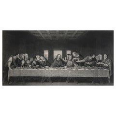 Stampa antica originale dopo Leonardo da Vinci, Ultima Cena, circa 1850