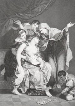 Original Antique Print After Marcantonio Franceschini " Mary Magdalene ". C.1850