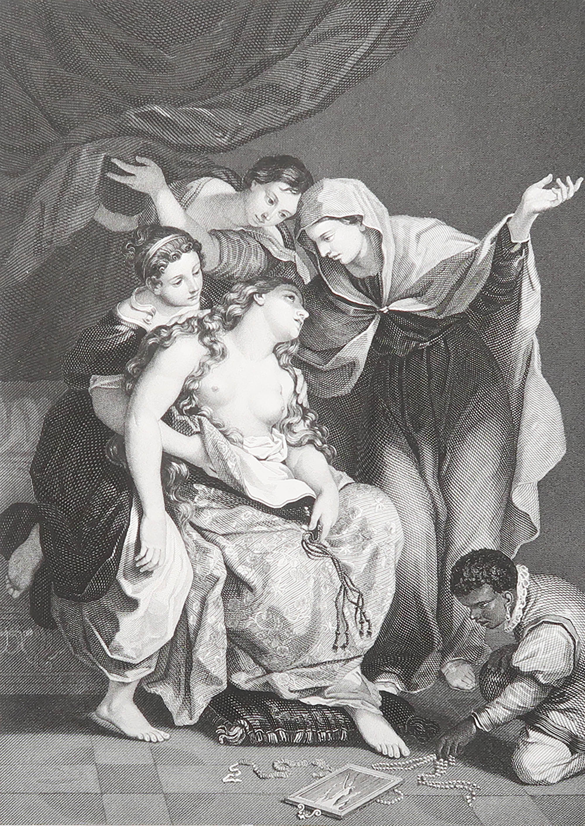 Original Antique Print After Marcantonio Franceschini " Mary Magdalene ". C.1850