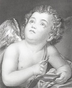 Original Antique Print After Raphael Mengs " Cupid ". C.1850