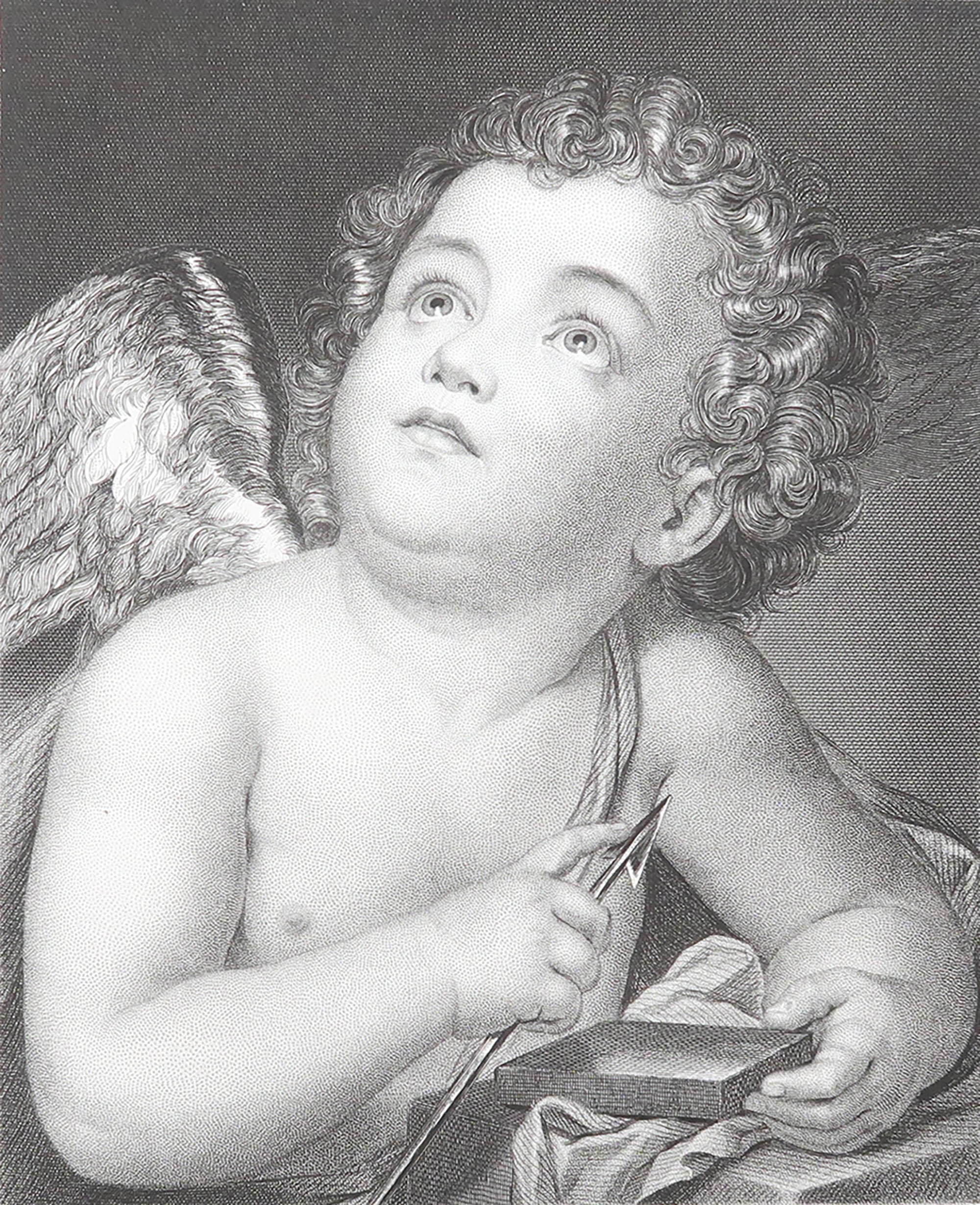 Original Antique Print After Raphael Mengs " Cupid ". C.1850