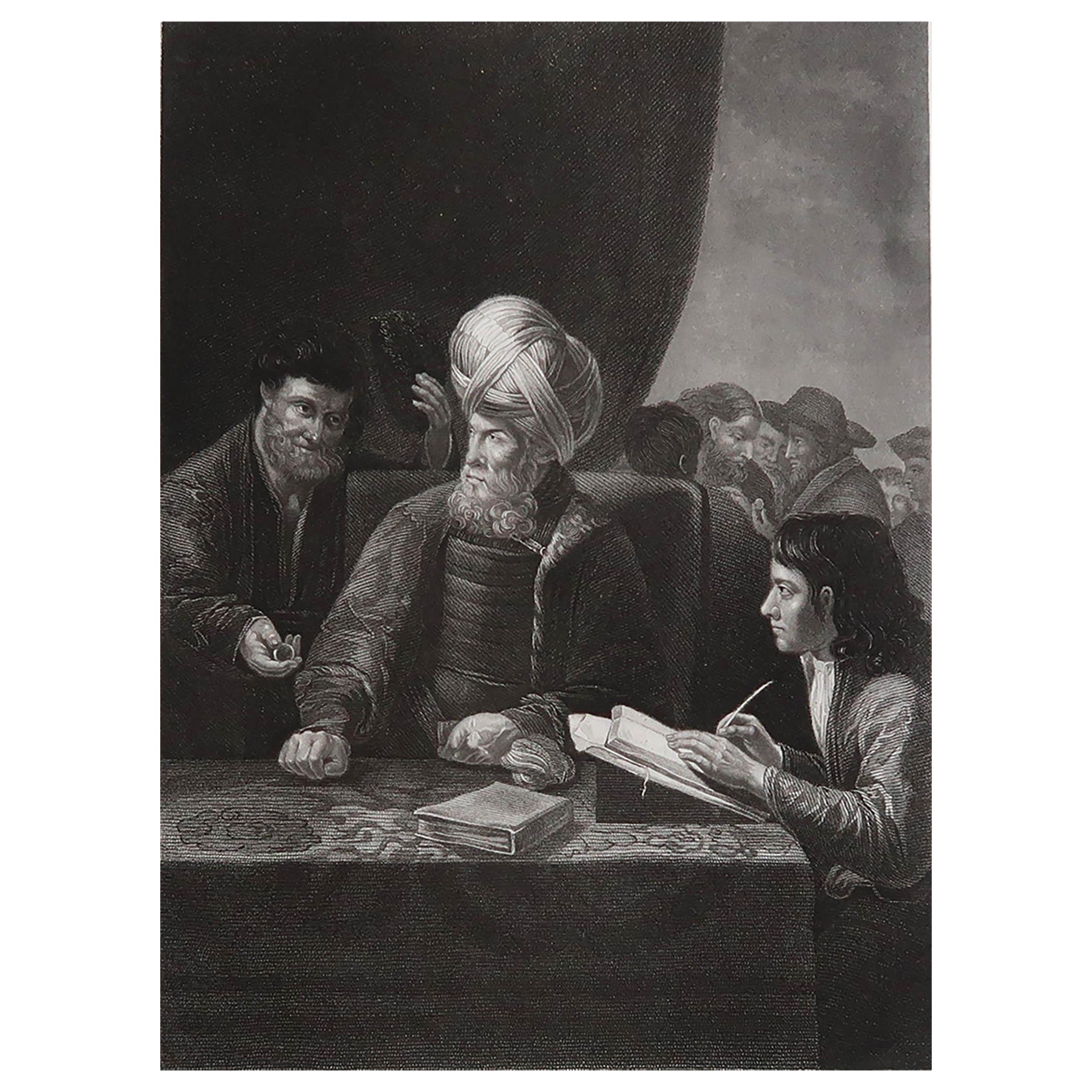 Original Antiker Druck nach Rembrandt, Labourers in the Vineyard, um 1840 im Angebot