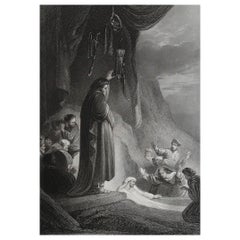 Original Antique Print After Rembrandt, the Raising of Lazarus, Dated 1841