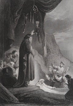 Original Antique Print After Rembrandt, the Raising of Lazarus, Dated 1842