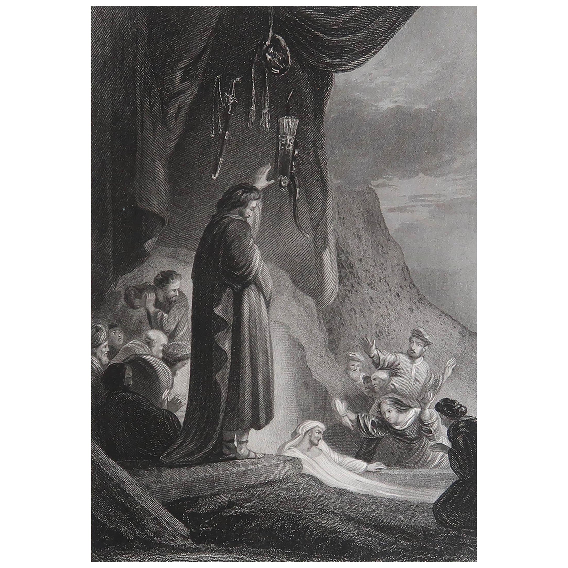Original Antique Print After Rembrandt, the Raising of Lazarus, Dated 1842 For Sale
