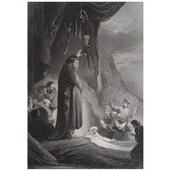 Original Antique Print After Rembrandt, the Raising of Lazarus, Dated 1842