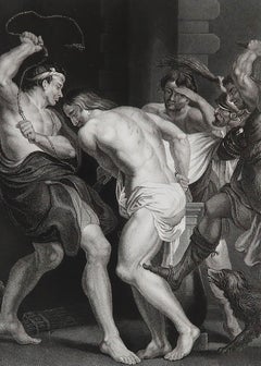 Original Antique Print After Rubens, Flagellation of Christ, circa 1840