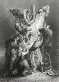 Original Antiker Originaldruck nach Rubens, Jesus Christus auf dem Kreuzescent, um 1850