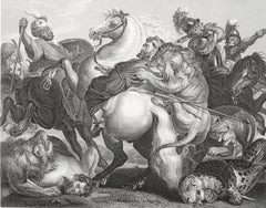 Original Antique Print After Rubens " The Lion Hunt ". C.1850