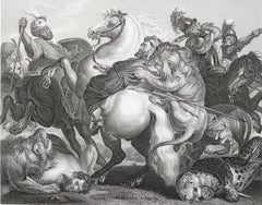 Original Antique Print After Rubens " The Lion Hunt ". C.1850