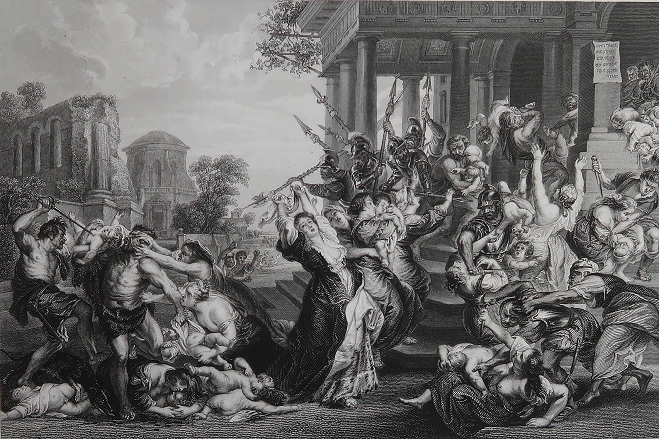 Wunderschönes Bild von Das Massaker an den Unschuldigen

Feiner Stahlstich

Veröffentlicht von Fisher. C.1840

Ungerahmt.

