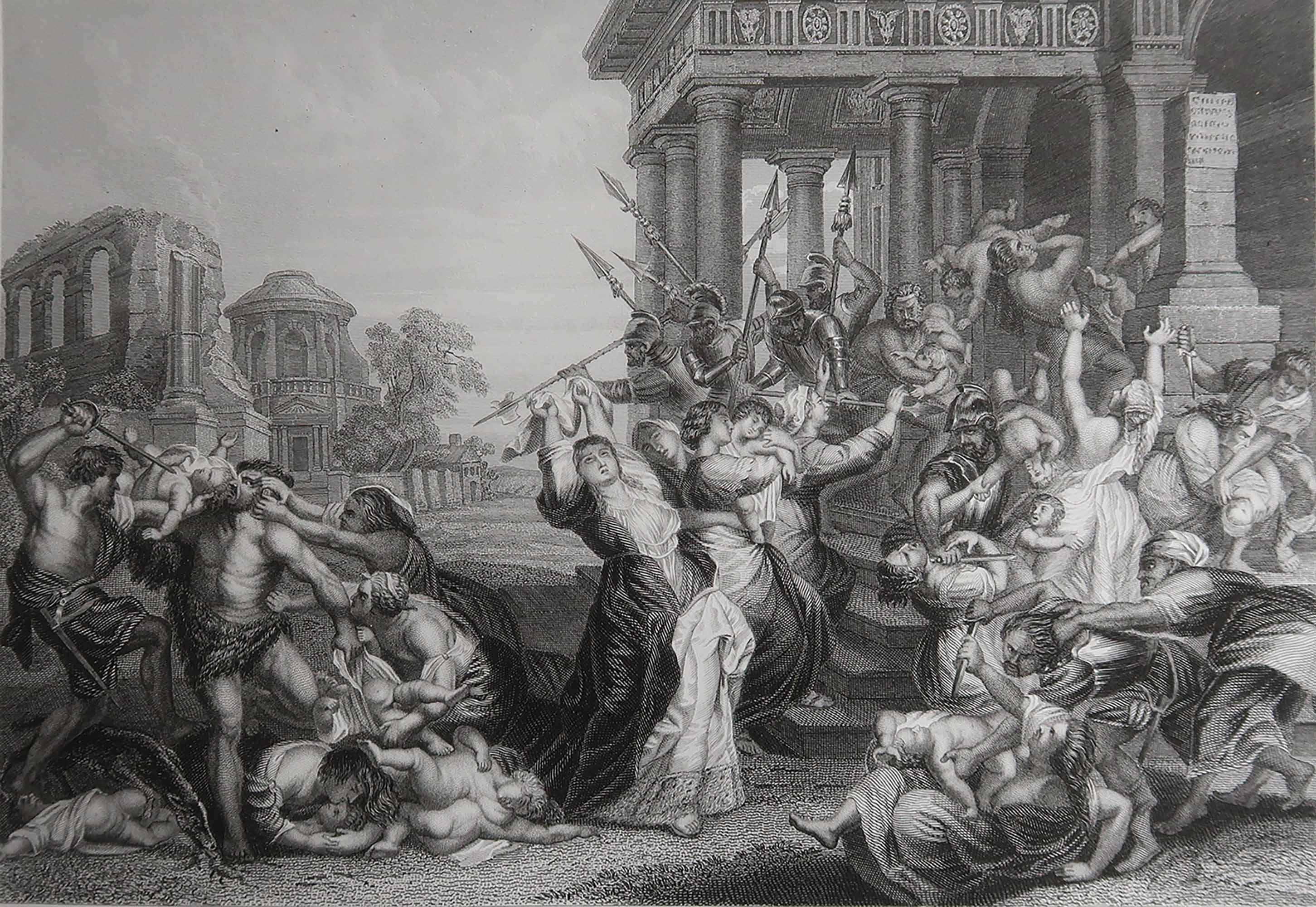 Merveilleuse image du Massacre des Innocents

Gravure sur acier fin

Publié par Sangster. C.1850

Non encadré.

Expédition gratuite


