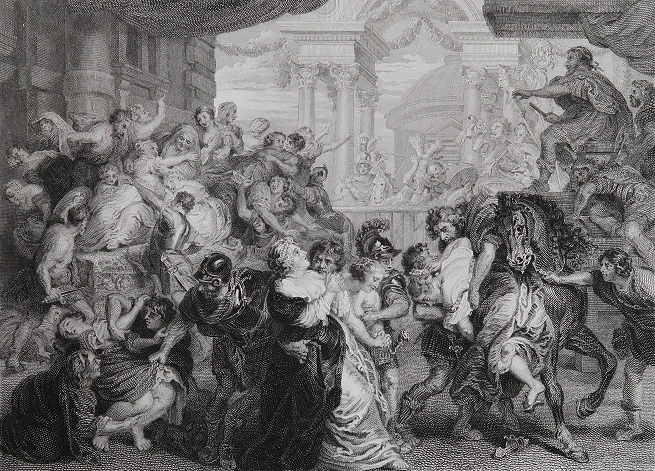 Wunderschönes Bild von The Rape of The Sabines

Feiner Stahlstich

Herausgegeben von Jones & Co. C.1840

Ungerahmt.

