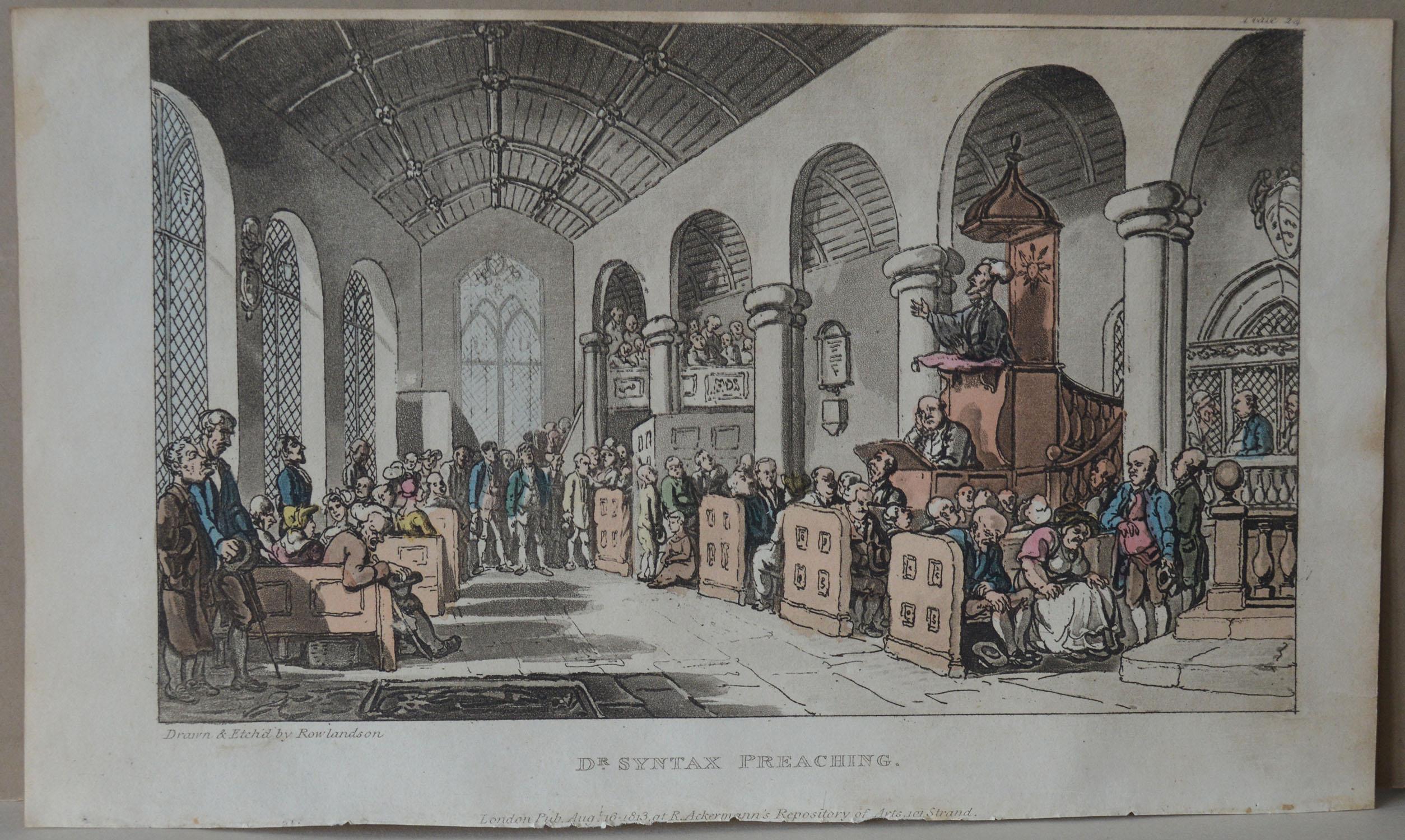 Georgian Original Antique Print after Thomas Rowlandson, 1813 For Sale