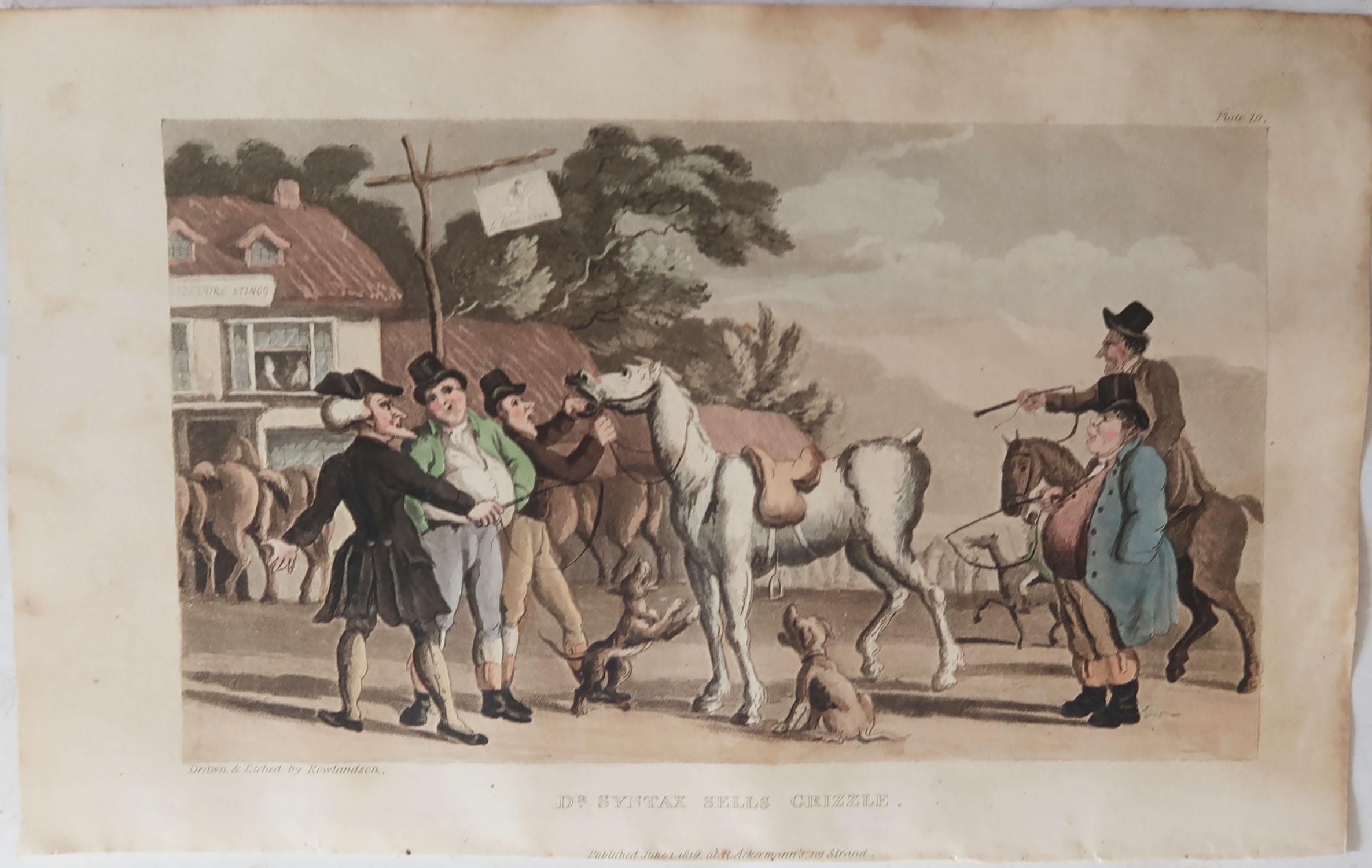 Georgian Original Antique Print after Thomas Rowlandson, 1819 For Sale