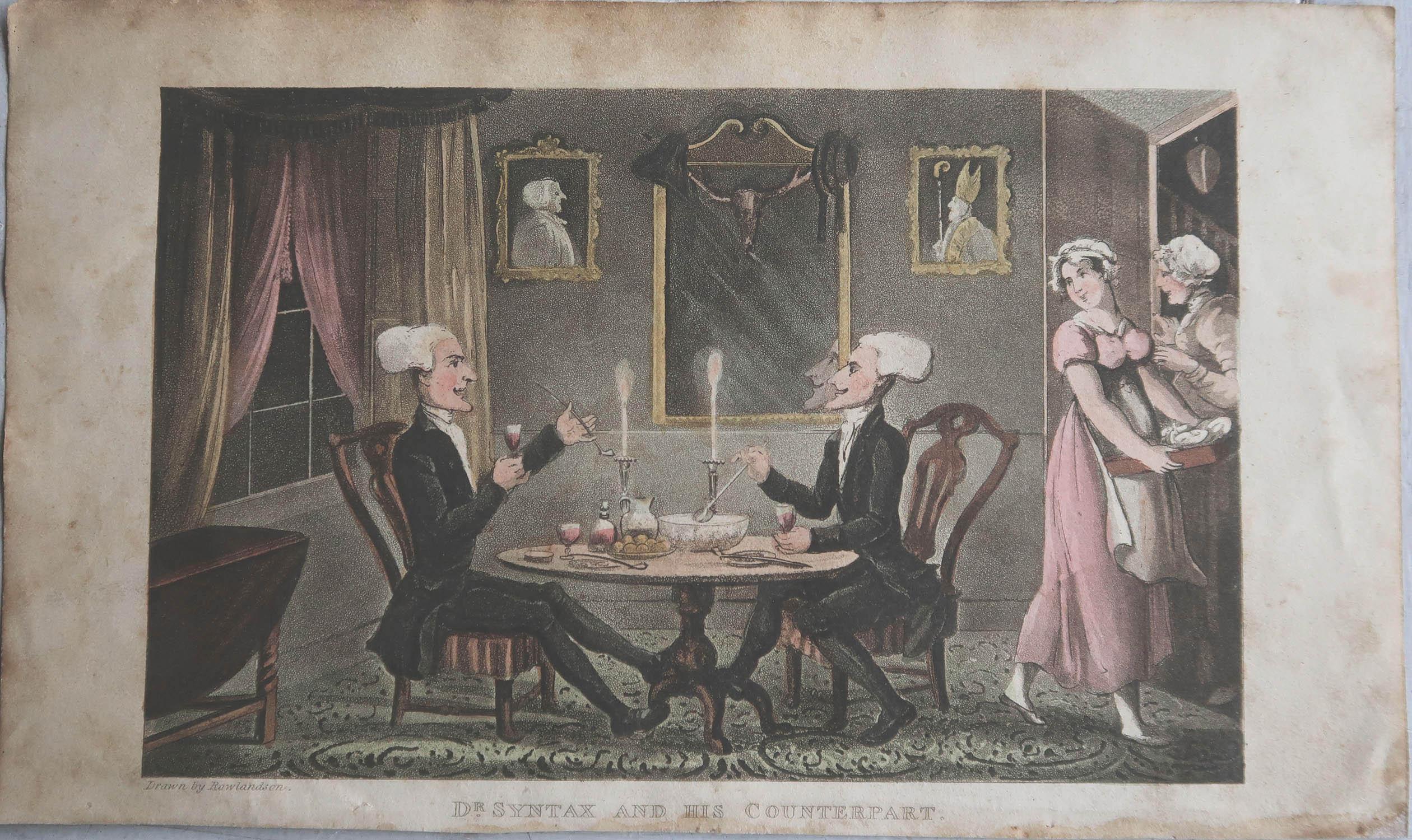 Georgian Original Antique Print After Thomas Rowlandson, Counterpart, 1820 For Sale
