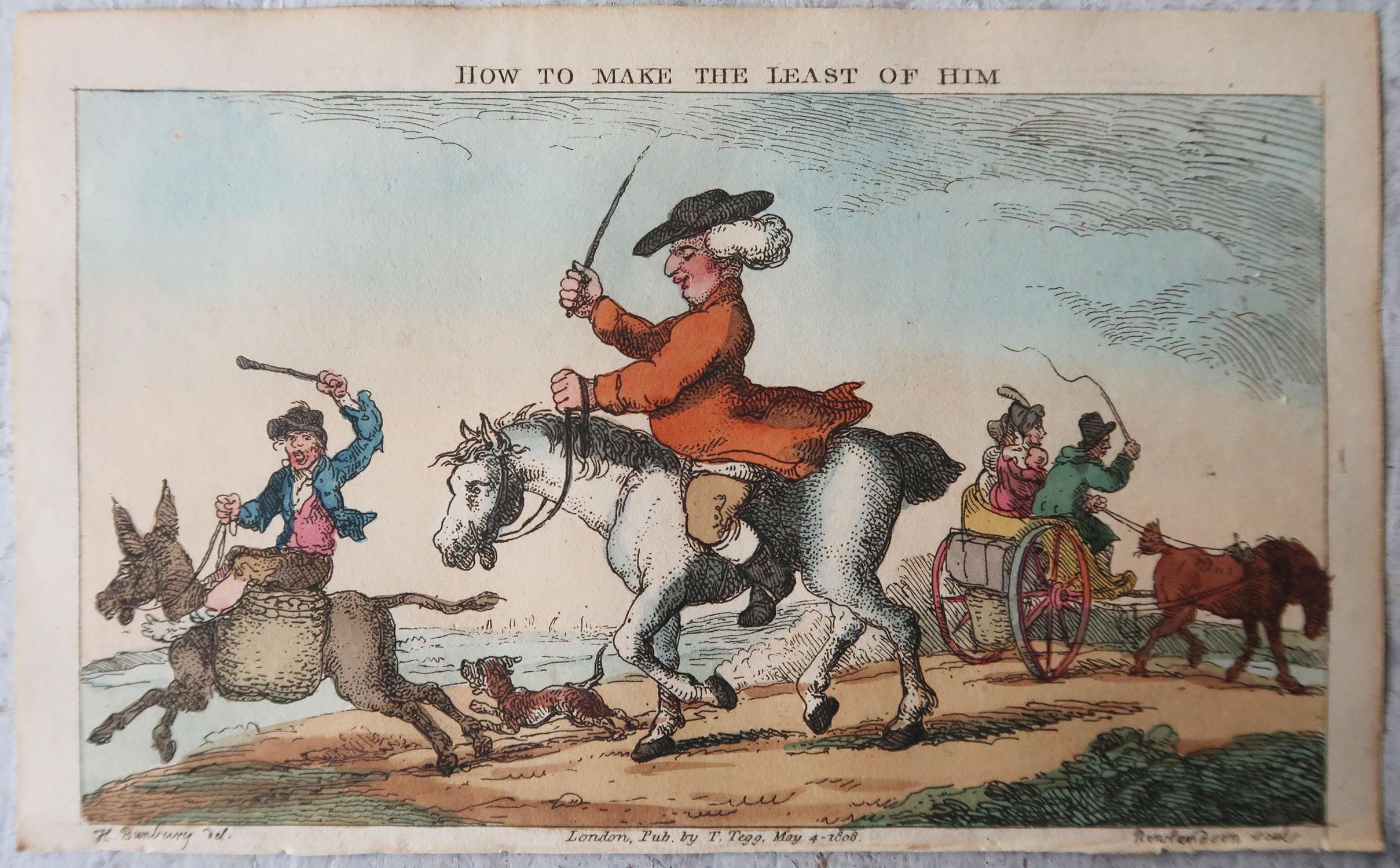 Georgian Original Antique Print After Thomas Rowlandson, Make Least of Him, Dated 1808 For Sale