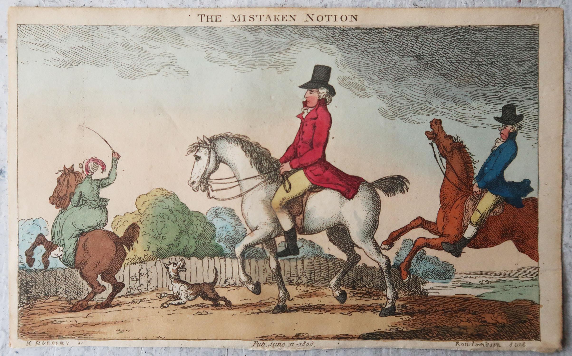 Antiker Druck nach Thomas Rowlandson, Mistaken-Notion, datiert 1808 (Georgian) im Angebot