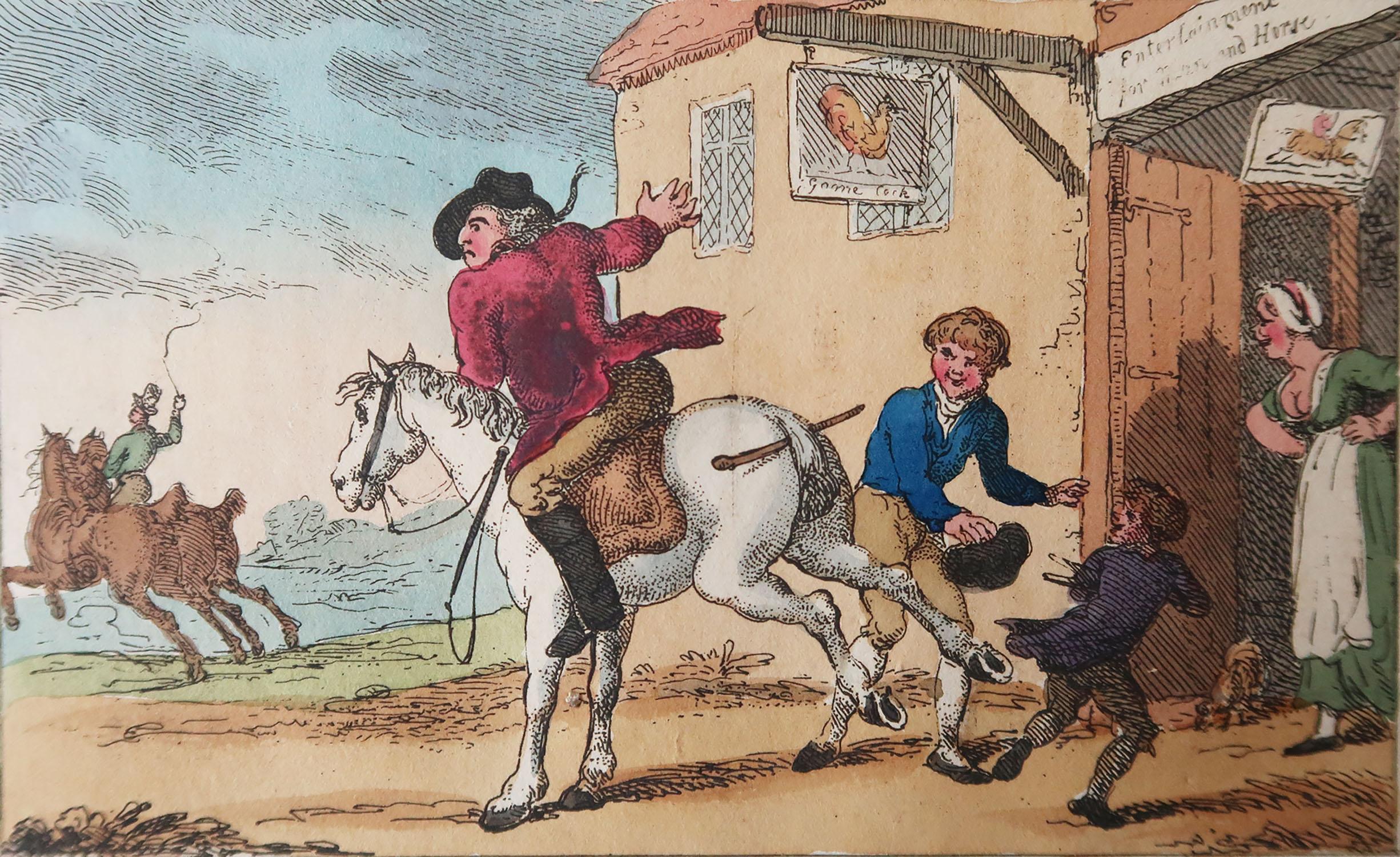 Great image by Thomas Rowlandson.

Copper-plate engraving with original hand colour.

Published by Thomas Tegg, 1808.

Unframed.





