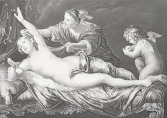Original Antique Print After Van Dyck " Danae And The Golden Rain ". C.1850