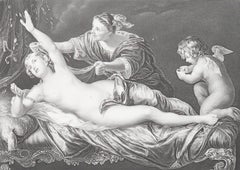 Original Antique Print After Van Dyck " Danae And The Golden Rain ". C.1850