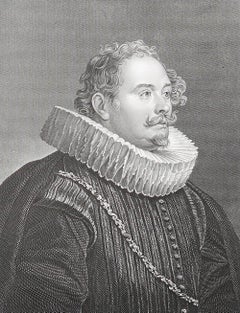 Original Antique Print After Van Dyck " Martin Engelbrecht ". C.1850