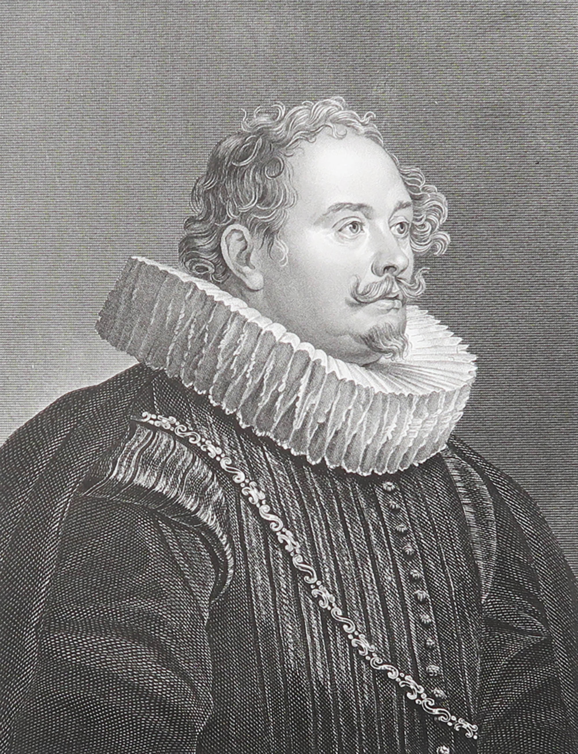 Original Antique Print After Van Dyck " Martin Engelbrecht ". C.1850