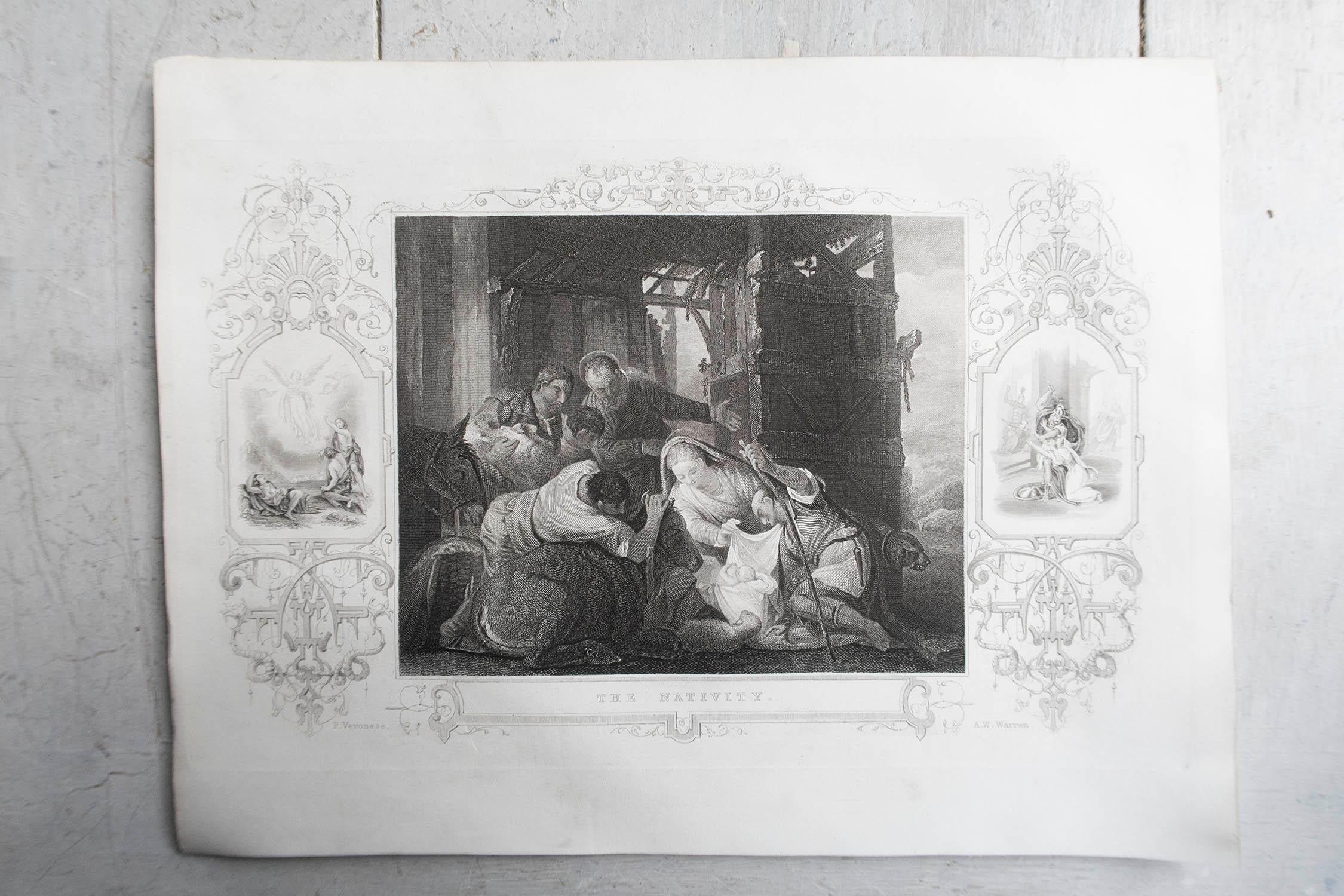 Antiker Originaldruck nach Veronese, The Nativity, um 1850 (Englisch) im Angebot