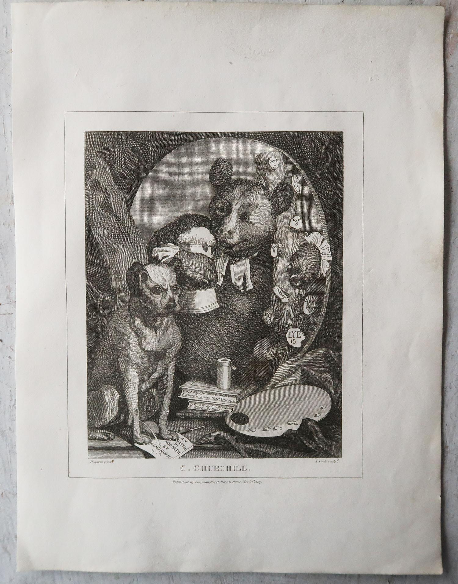 English Original Antique Print After William Hogarth, 