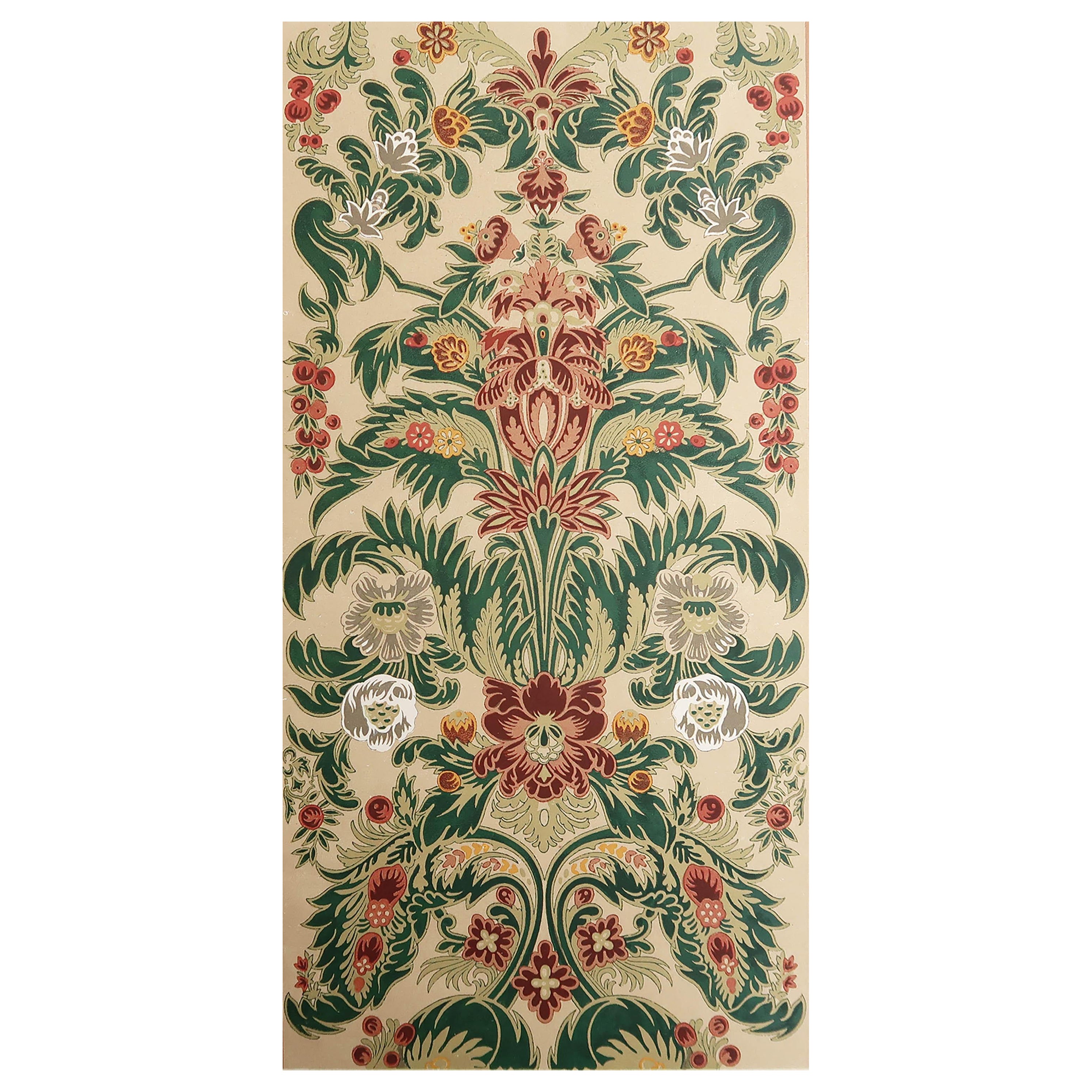 Original Antique Print of 17th Century French Textile Design, France, C.1860