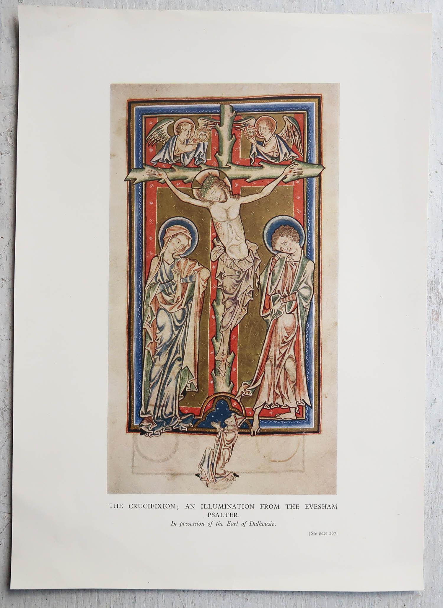 Antiker Originaldruck einer Buchmalerei aus dem 13. Jahrhundert, um 1900 (Gotisch) im Angebot