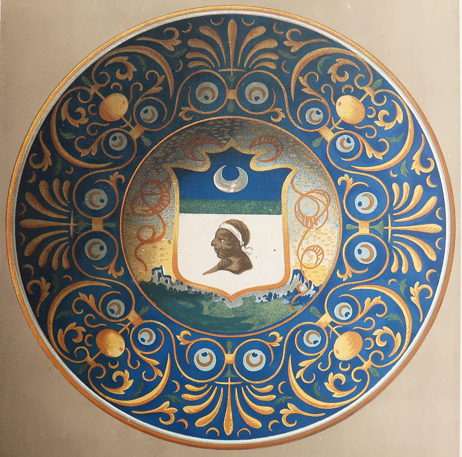 Wonderful print of a 16th century Italian Maiolica plate

Lithograph

Published by A.Morel, Paris, France. circa 1860

Unframed.






 