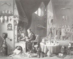 Original Antique Print of A " Chemist " After David Teniers. C.1850