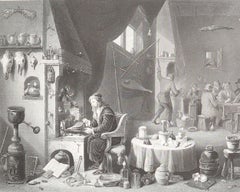 Original Antique Print of A " Chemist " After David Teniers. C.1850