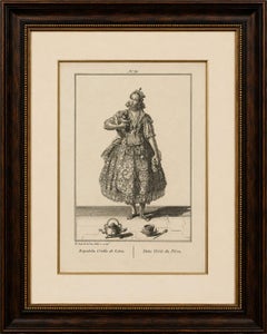 Lámina antigua original de una dama criolla de Lima (Perú) tomando chocolate, hacia 1796