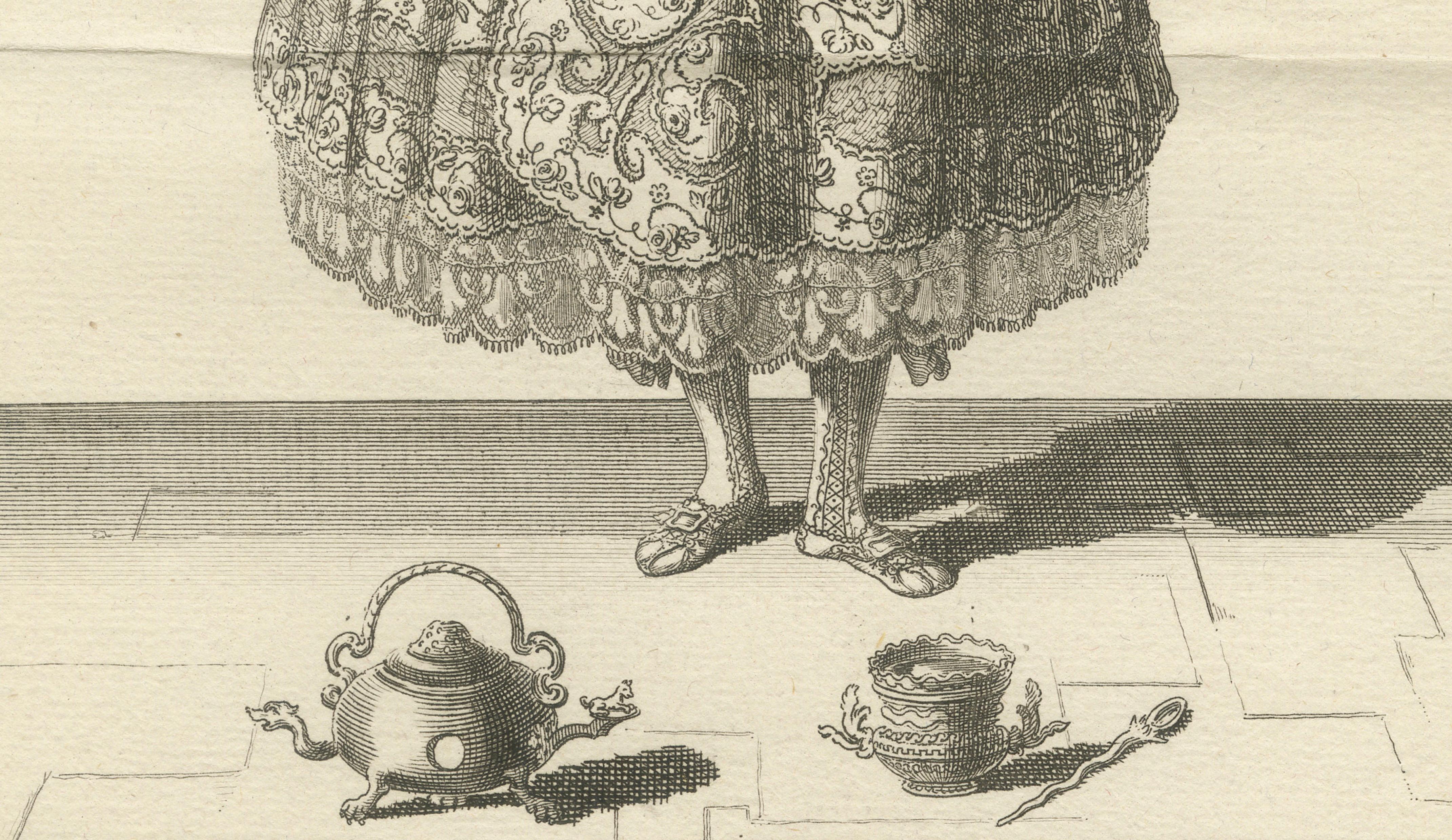 Original Antique Print of a Chocolate-Drinking Creole Lady of Lima, Peru, c.1796