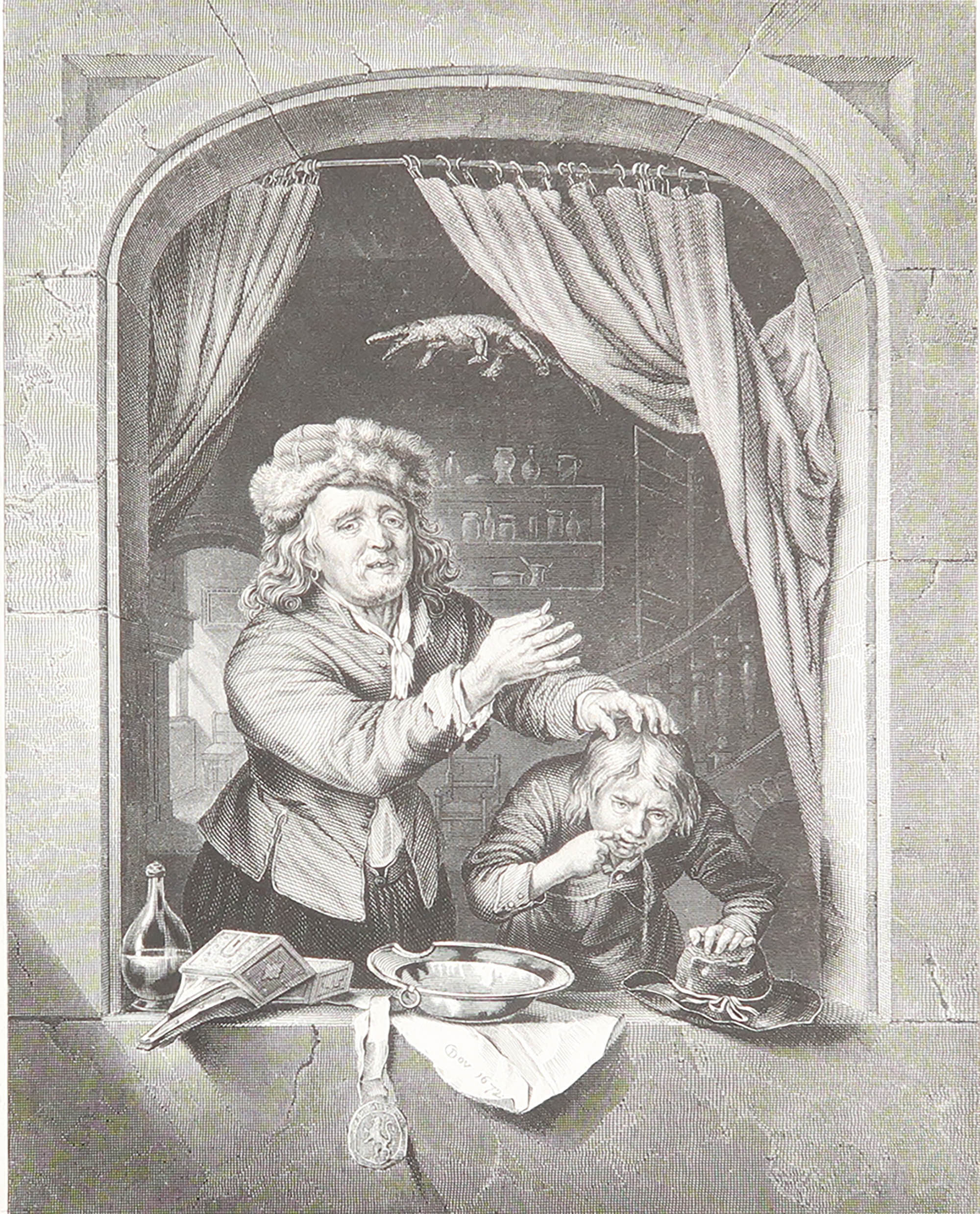 Original Antique Print of A " Dentist " After Gerrit Dou. C.1850 For Sale