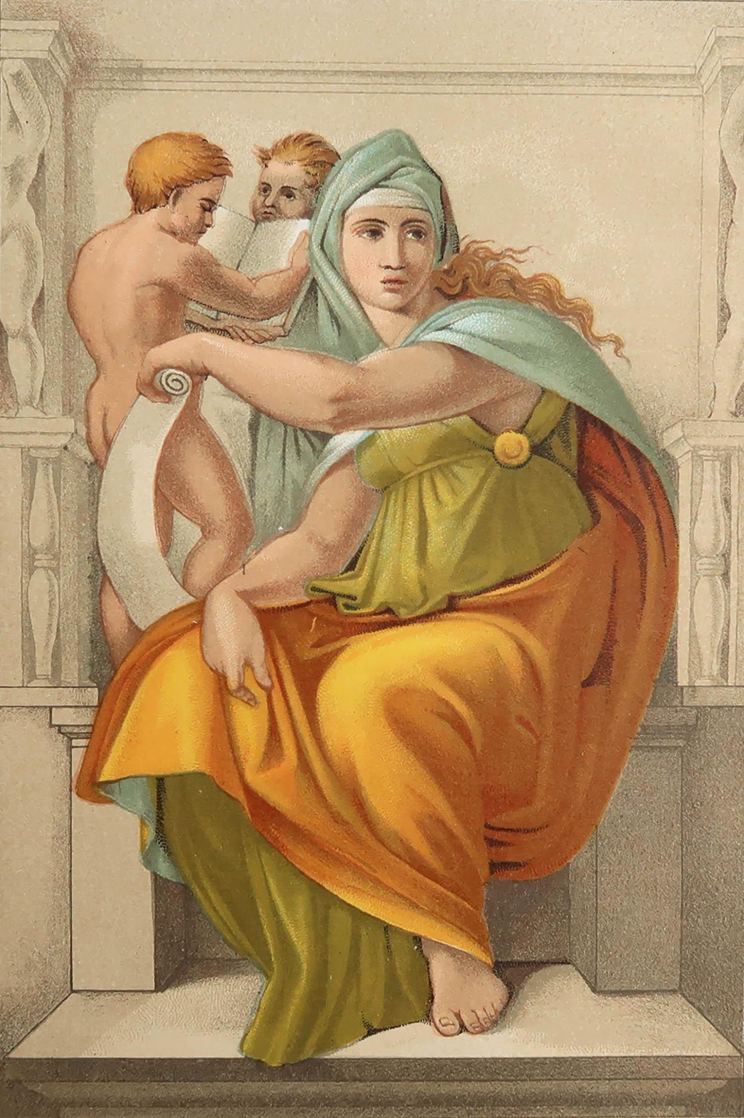 Wonderful print of The Sibyl of Delphi

Chromo-lithograph

Published by W.Mackenzie. C.1880

Original colour

Unframed.

Free shipping.








