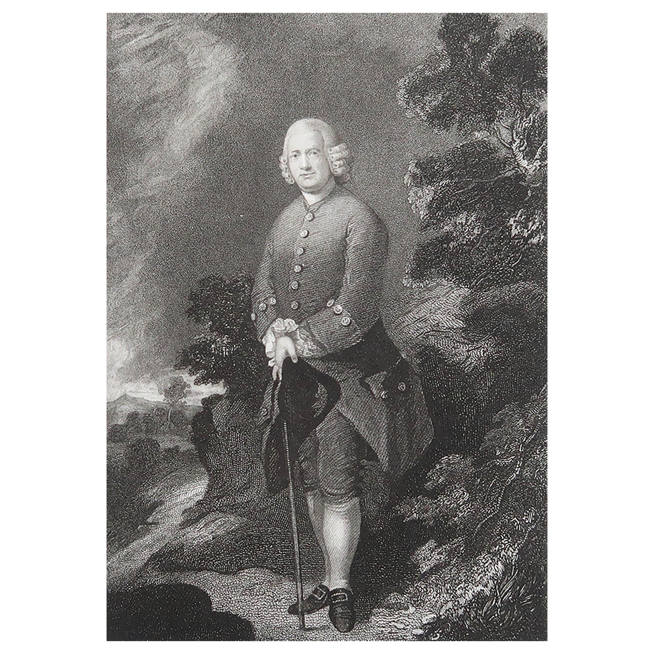 Original Antique Print of A Gentleman After Thomas Gainsborough. C.1850