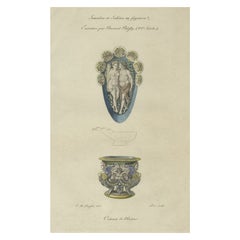 Stampa antica originale di una cantina per salse e sale, 1839